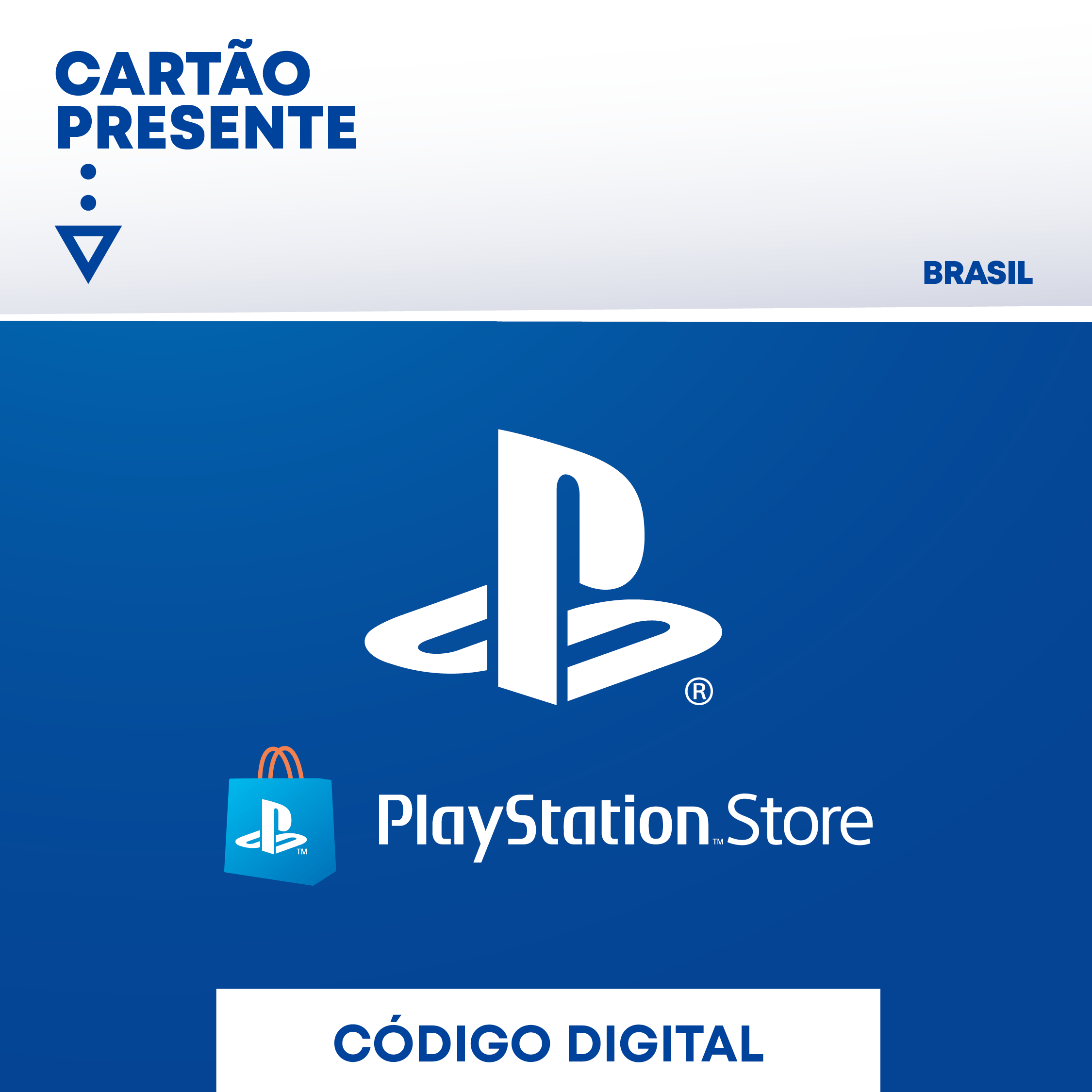 CARTÃO PRESENTE PLAYSTATION STORE Tudo o que você quiser jogar, escolha da maior biblioteca de conteúdo PlayStation® no mundo. Adicione crédito à sua carteira digital para resgatar o que quiser na PlayStation™Store.